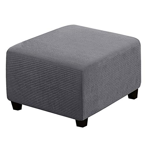 C/N Fundas otomanas cuadradas Fundas elásticas para reposapiés Funda de puf Fundas Taburete de Almacenamiento Plegable Cuadrado Gris Longitud 68-82cm