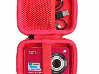 co2CREA Duro Viajar Caso Cubrir para Andoer/Youmeet/GordVE/CamKing/Compactas Cámaras Digitales AbergBest 21 2.7 LCD Recargable HD Cámara Digital (Rojo)（Caja Solo）