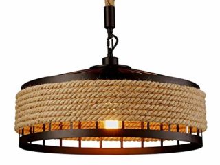 COCOL Lámpara Colgante de luz de Techo, lámpara de Techo de cáñamo Industrial Retro Lámpara Colgante de lámpara de Cuerda de Metal Lámpara de salón Comedor Bar Balcón/No Incluido Bombillas