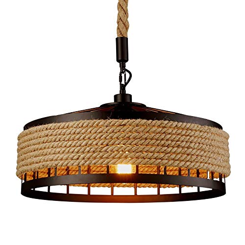 COCOL Lámpara Colgante de luz de Techo, lámpara de Techo de cáñamo Industrial Retro Lámpara Colgante de lámpara de Cuerda de Metal Lámpara de salón Comedor Bar Balcón/No Incluido Bombillas