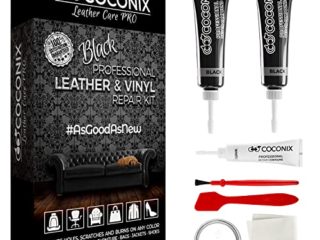 Coconix Kits de reparación de Cuero Negro para sofás - Kit de reparación de tapicería y Vinilo para Asientos de automóviles, sofás y Muebles - Fórmula de Relleno de rayones líquidos