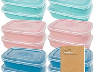 Codil Juegos Tupper de Plásticos para Alimentos,Tapers Rectangular Reutilizables para Comida Sin BPA,Recipientes con Tapa,Apto para Microondas Lavavajillas y Congelador(Rosa Verde y Azul, 12 x 0.8L)