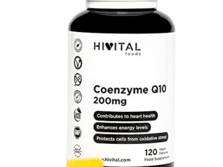 Coenzima Q10 200 mg. 120 cápsulas veganas para 4 meses. CoQ10 Ubiquinona 100% Natural obtenida por fermentación. Antioxidante natural para mejorar la salud cardiovascular y aumentar la energía