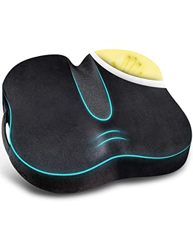 Cojin Ortopédico para Coxis de Espuma de Memoria, TravelEase Cojin de Asiento para Dolor de Espalda y Alivio de Dolor de Hueso de la Cola Sciático, Usado para Silla de Oficina, Silla de Rueda (Negro)