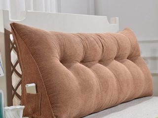 Cojines MMM- Triángulo Almohada de poliéster Doble cabecera de Cama Suave Cama Grande Almohada Cama Respaldo Simple y Moderno Lavable (Color : Color Cafe, Tamaño : 60cm(No Buckle))