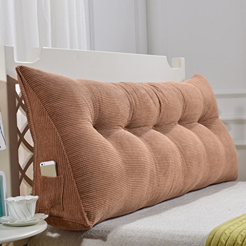 Cojines MMM- Triángulo Almohada de poliéster Doble cabecera de Cama Suave Cama Grande Almohada Cama Respaldo Simple y Moderno Lavable (Color : Color Cafe, Tamaño : 60cm(No Buckle))