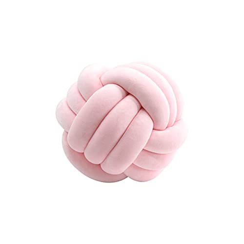 Cojín de nudo suave, almohada hecha a mano, cojín redondo de terciopelo creativo, cojín decorativo para sofá, decoración de casa (rosa 20 cm)