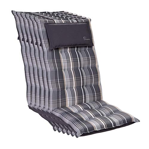 Cojín para silla de jardín (120 x 50 cm) Sylt de Homeoutfit24, respaldo alto con reposacabezas extraíble