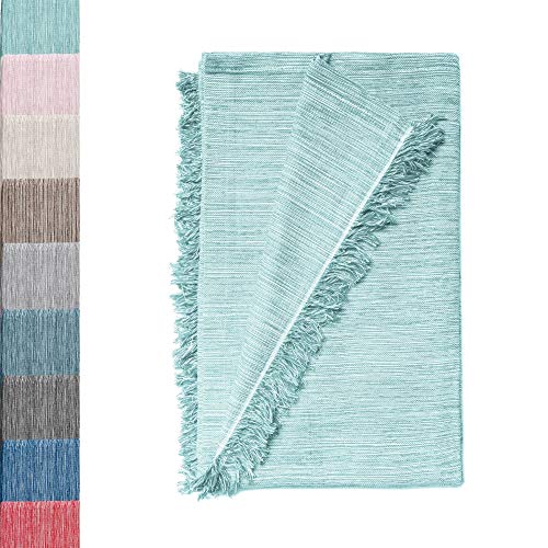 Colcha Multiusos: Plaid Sofa, Manta Foulard, Cubre Cama, Foulard para Sofas de Algodón y Otras Fibras Acabado de Calidad Fabricado en España. (Verde Agua JASP. 09, 180x260cm)