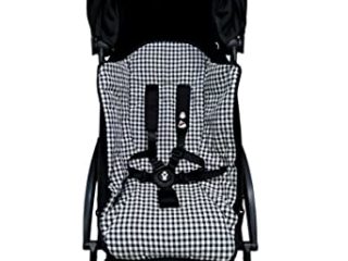 Colchoneta o funda para silla carrito compatible con Babyzen Yoyo. Vichy (Negro)