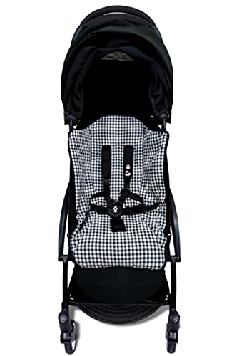 Colchoneta o funda para silla carrito compatible con Babyzen Yoyo. Vichy (Negro)