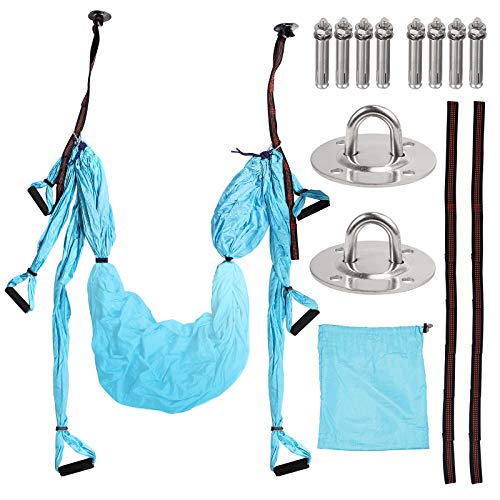 COLFULINE Columpio de Yoga aéreo Hamacas de Yoga Hamaca con Triple Costura y Agarraderas con Los Ganchos Para El Techo para Hacer Ejercicios Aéreo Fitness Yoga Anti-gravedad