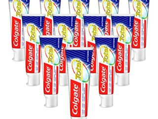 Colgate Pasta de dientes Total Plus sana, color blanco, 12 x 75 ml, protección superior para dientes, lenguas, mejillas y encías