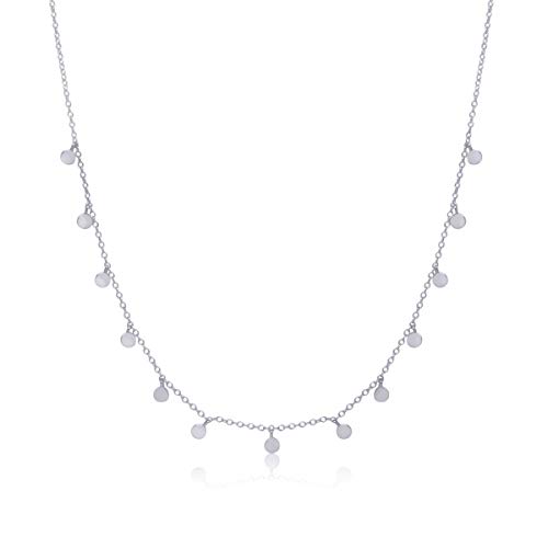 Collar chapitas para Mujer, Plata de Ley 925,Colgantes Redondos,Circulitos, Gargantilla Choker Monedas, Chapas, Multichapas