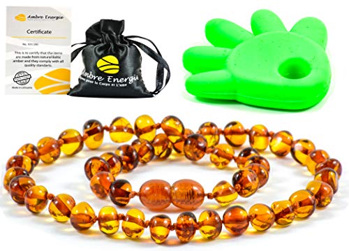Collar de Ambar 33cm. - De la Máxima Calidad Certificado Genuino Collar de Ámbar Báltico/Rápido Entrega / 100 Días de Garantía de Devolución de Dinero! (Cognac)