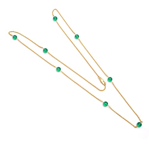 Collar de cromo verde hidro, Bola de cromo verde de 8 mm, Collar de forma redonda facetada, Joyas de cuentas de piedras preciosas, Collar de cuentas chapado en oro