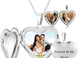 Collar Foto Personalizado Mujer Guardapelo Colgante Texto Grabado Mujeres Regalo Romántico de Aniversario Joyería Corazón Óvalo Redondo Collares 45cm