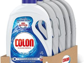 Colon Gel Activo - Detergente para lavadora líquido, fórmula higiene, adecuado para ropa blanca y de color, formato gel - pack de 5, hasta 170 dosis