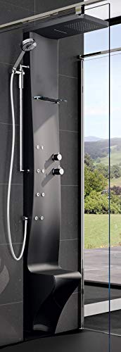 Columna Ducha equipado hidromasaje Idro Novellini Dress Plus Mezclador mecánico termostático blanco brillo mate gris negro multifunción alcachofa lluvia asiento Apoyo ducha cascada porta objetos