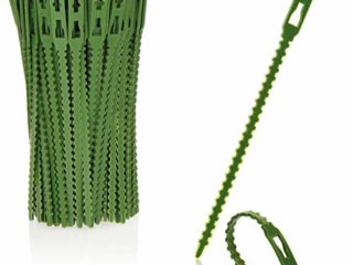 com-four® 200x Aglutinante de plástico Verde para Plantas - Estabilizar Plantas - Fijación para Plantas - Clips para Plantas, 14 cm (14cm)
