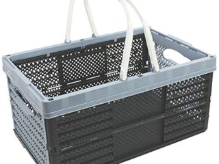 com-four® Caja Plegable con Asas de 16 litros - Caja de Transporte con Asas - Caja de Almacenaje Robusta - Cesta de Compras Plegable - 20 x 40 x 27 cm (01 Pieza - Gris)