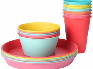 com-four® Juego de 18 Piezas - Tazas, Tazones, Platos - Vajilla de Picnic y Parrilla Camping, Viaje, para 6 Personas (Vajilla - 18 Piezas)
