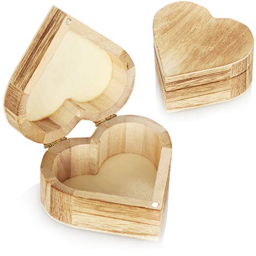 com-four® x Caja de Madera en Forma de corazón - Caja pequeña de Madera con Tapa - Joyero Decorativo - Caja de Madera (2 Piezas - corazón)