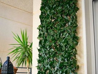 COMERCIAL CANDELA FELPUDOS Y ALFOMBRAS Celosia Extensible de Mimbre Natural con Hojas de Hiedra 1x2 Metros