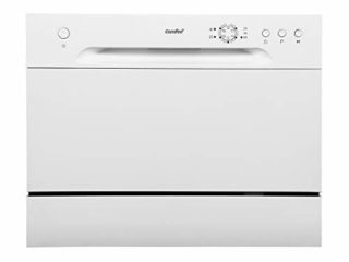 Comfee CTG 556N Lavavajillas de mesa, pequeño lavavajillas, preelección de inicio, espacio para 6 platos a medida, 6 programas de lavado, 61 kWh/100 ciclos, 1820 l/año, color blanco
