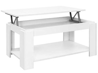 COMIFORT Mesa de Centro Elevable - Mueble con Revistero, Gran Almacenaje, Estilo Moderno, Muy Resistente, Fabricada en Europa, Color Blanco Mate