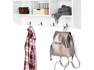COMIFORT Perchero de Pared - Estantería con 4 Colgadores y 2 Baldas, de Estilo Moderno y Minimalista, Muy Resistente y Robusta, de Color Blanco