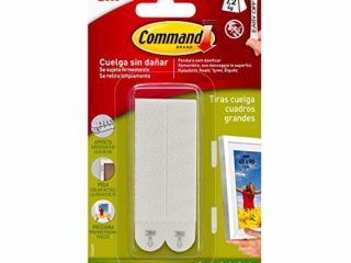 Command 17206 Pack de 8 tiras para cuadros grandes, hasta 7.2 kg, color Blanco, 8 tiras