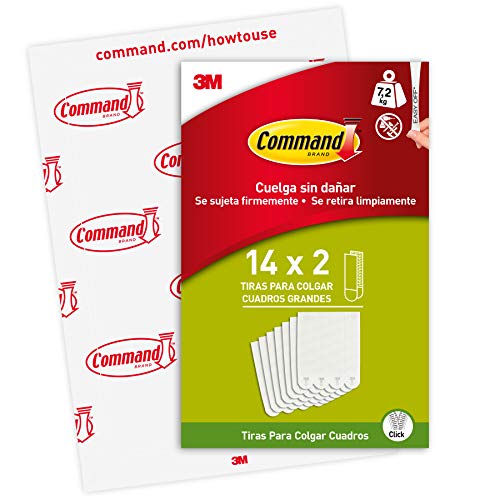 Command PH206-14EU - Tiras para colgar cuadros blancas grandes