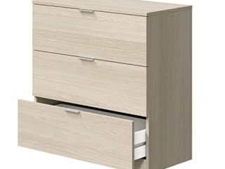 Comoda 3 Cajones, Dormitorio, Modelo LowCost, Acabado en Color Roble, Medidas: 77 cm (Ancho) x 80 cm (Alto) x 38 cm (Fondo)