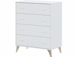 Comoda con 4 Cajones, para Dormitorio, Modelo Sweet, Acabado en Color Blanco Artik, Medidas: 77,5 cm (Ancho) x 95 cm (Alto) x 40 cm (Fondo)