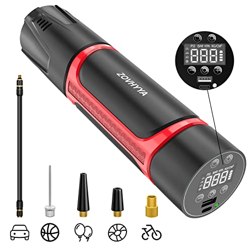 Compresor de Aire Portátil 150PSI Mini Bomba de Aire 4500Mah Mini Inflador Eléctrico Usb C Recargable con Pantalla Digital Luz LED PSI BAR KPA KG/CM2 para Coche Motocleta Neumático Anillo de Natación