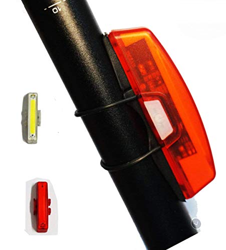 Constefire Luz de Bicicleta, Luz Bicicleta LED Recargable USB, Linterna Bicicleta Impermeable con Luz Bicicleta Delantera, Campana y Luz Trasera Bicicleta, Luz LED Bicicleta (2PCS)