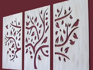 CONTRAXT Cuadros Arbol de la Vida Blanco Vintage. Cabeceros Madera Tallada Mandala arbol de la Vida Cuadros Mandalas Madera Tallada de Pared Cuadros tallados con Relieve Salon (Arbol de la Vida 2, L)