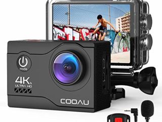COOAU Cámara Deportiva 4K WiFi 20MP Camara Acción Sumergible Agua de 40M con Control Remoto y Micrófono Externo, Camara Acuática con 2 Baterías de 1200 mAh y Varios Kits para Bicicleta Casco Buceo (2)