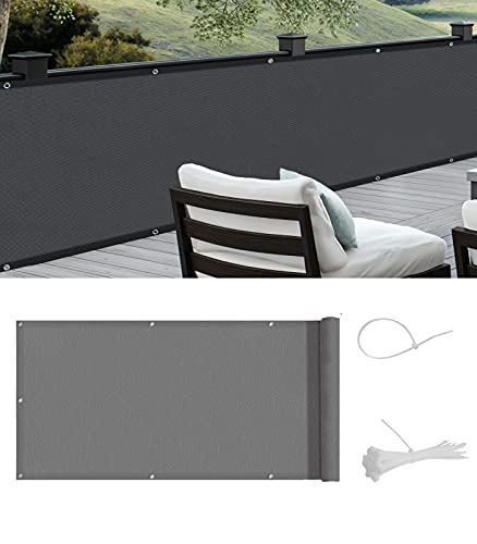 Cool Area Pantalla PES para Balcón Jardín Protección de Privacidad Opaca,Protección UV,Resistente al Viento,con Ataduras de Cables,90x300 cm,Antracita