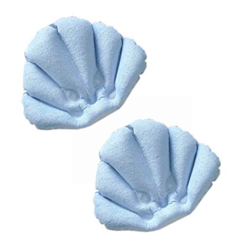 Cool & Fresh Almohada de baño Inflable con Ventosa, 2 Unidades, Tela de Rizo Cubierta para Mayor Comodidad