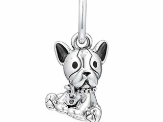 COOLTASTE Abalorio colgante de plata 925 para regalo del día de la madre, diseño de bulldog y cachorro, compatible con pulseras Pandora originales
