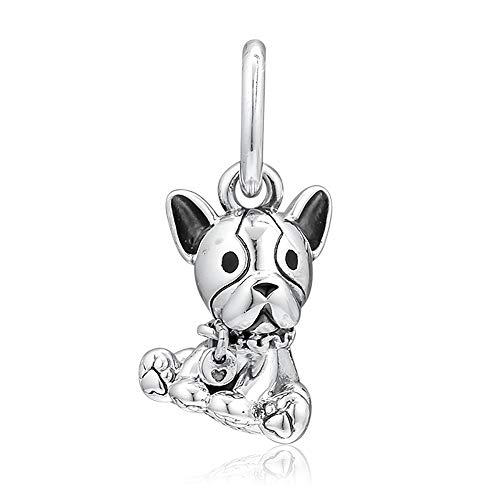 COOLTASTE Abalorio colgante de plata 925 para regalo del día de la madre, diseño de bulldog y cachorro, compatible con pulseras Pandora originales