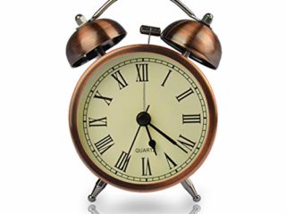 Coolzon Relojes Despertadores Analogico, Doble Campanas Relojes Despertadores de Mesita Despertadores Vintage Silencioso sin Tictac Despertador Infantil con Luz de Noche, 3"Números Romanos