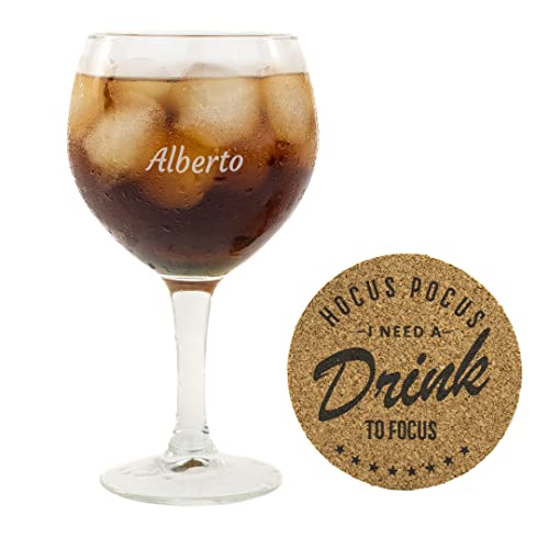 Copa Havana de 62 cl Personalizada con Nombre y Posavasos de regalo· Copa de Combinado en forma de Balón perfecta para cualquier Bebida · Ideal como para amigos y familiares