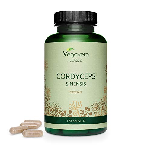 Cordyceps Vegavero® 5000 mg | El Extracto Más Concentrado 10:1 | 40% Polisacáridos (Betaglucanos) | Reduce Cansancio y Fatiga | 120 Cápsulas | Hongos Medicinales