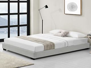 Corium Cama Doble Matrimonio Tapizado en Piel sintética 180 x 200 cm Somier Moderno con Listones para Cama Blanco