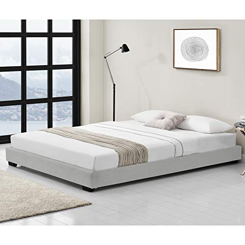 Corium Cama Doble Matrimonio Tapizado en Piel sintética 180 x 200 cm Somier Moderno con Listones para Cama Blanco