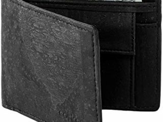 Corkor Cartera de Corcho Vegano con Bolsillo de Monedas Bloqueo RFID Hombre Negro