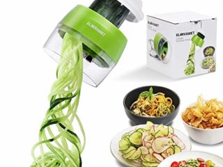 Cortador de Verdura, 4 en 1 Rallador de Verduras Calabacin Pasta Espiralizador Vegetal Veggetti Slicer Pepino, Espaguetis de Calabacin, Cortador Espiral Manual, Útiles de cocina prácticos